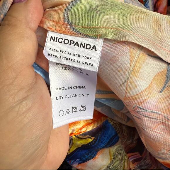 Nicopanda Satin Bomber Colorful Abstract Print Dress Size Medium - Picture 4 of 4